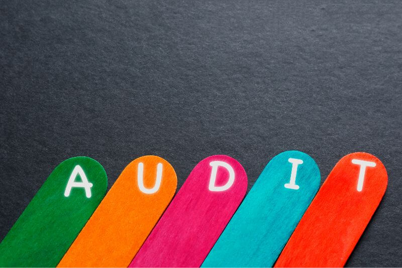 An image of SEO audit text written for step by step guide to performing an SEO audit.