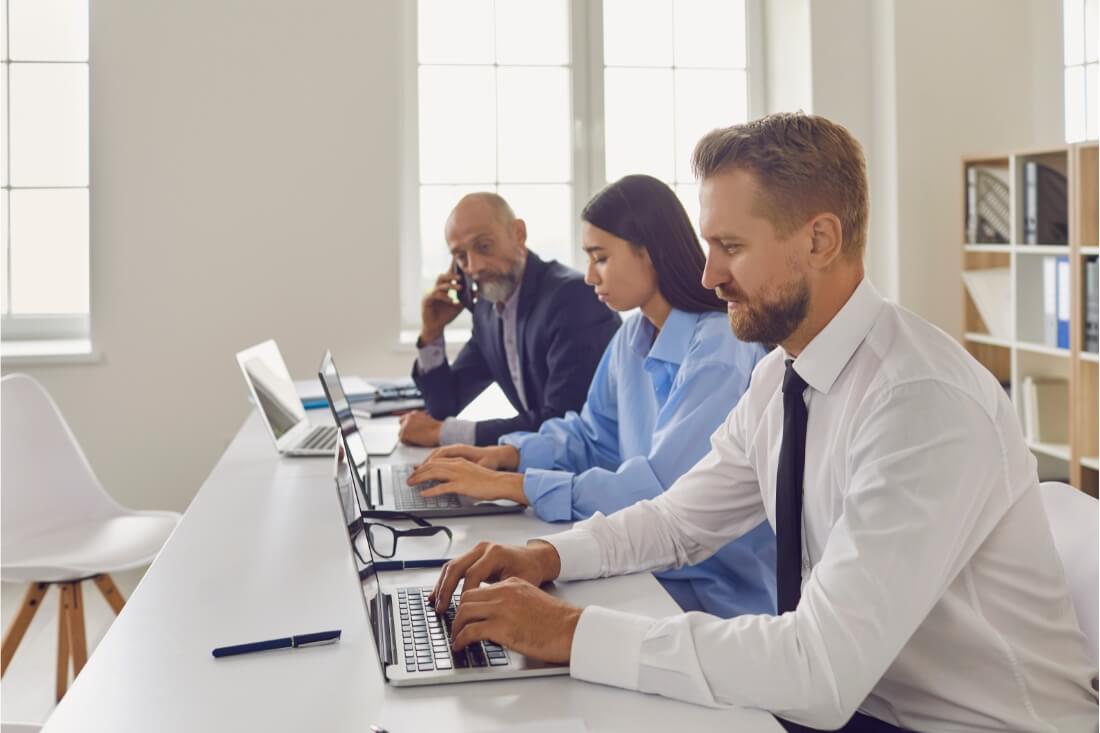An image of seo specialists working to improve local searches for the business.