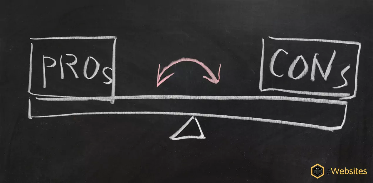 A pros and cons chart of In House SEO and Outsourcing SEO